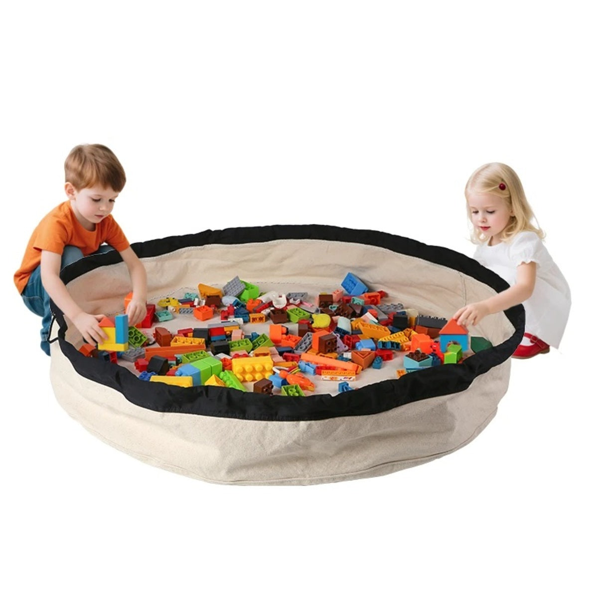 Toy Storage Bag and Play Mat - Portable Drawstring Organizer for Kids' Toys
