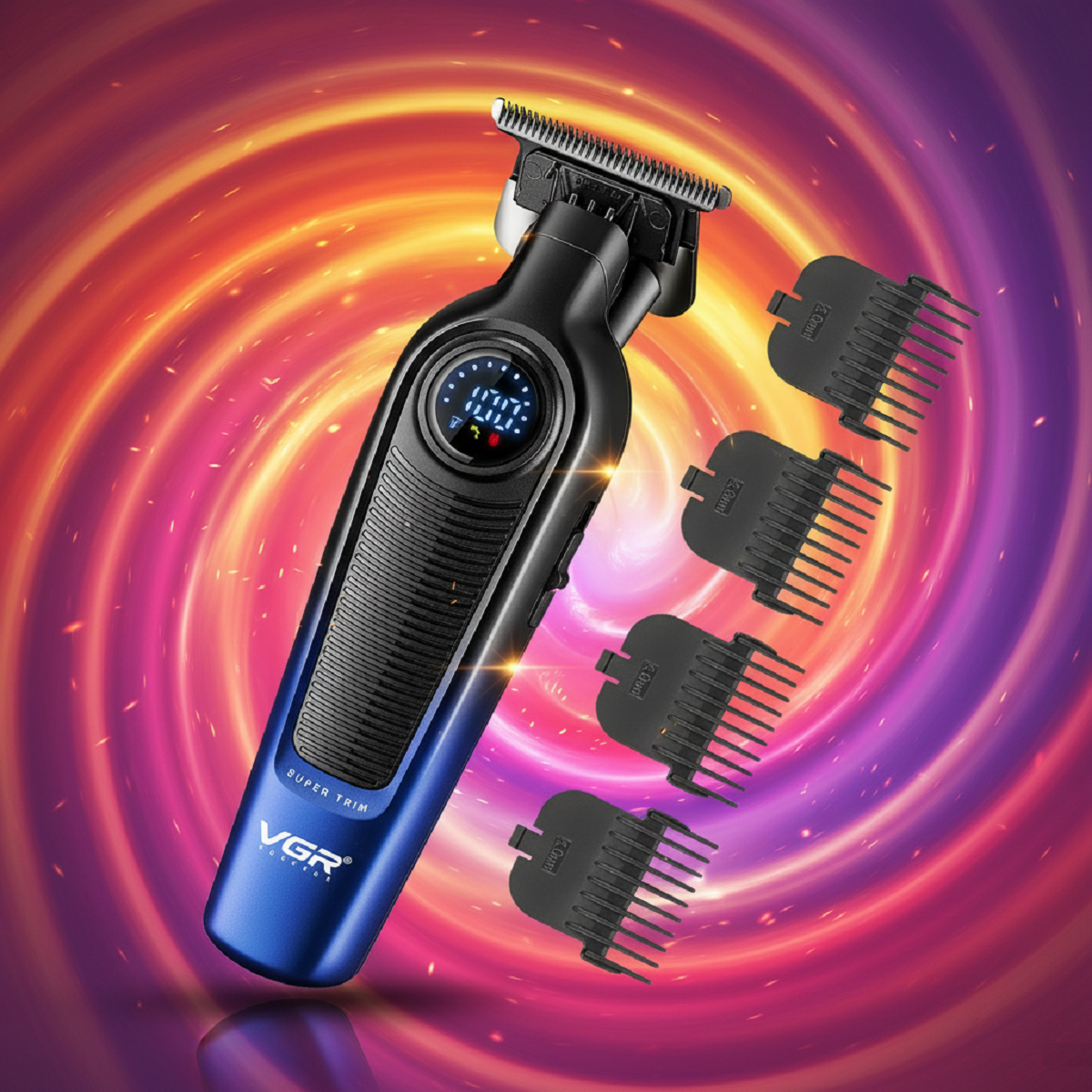 Men's Hair Trimmer - Gradient Metal Electric Clipper with LED Display