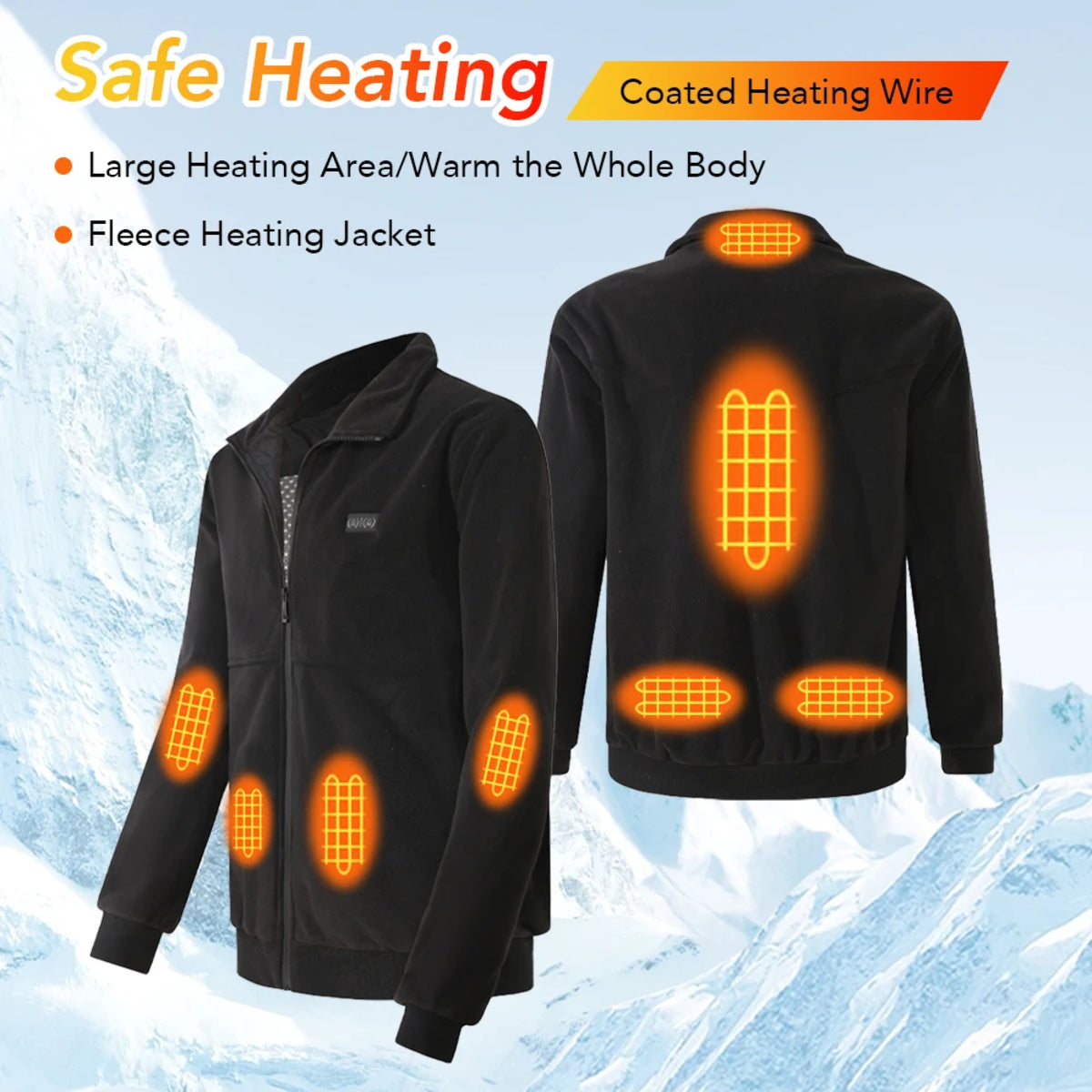 Graphene Heated Fleece Jacket - 8-Zone USB Smart Electric Winter Coat