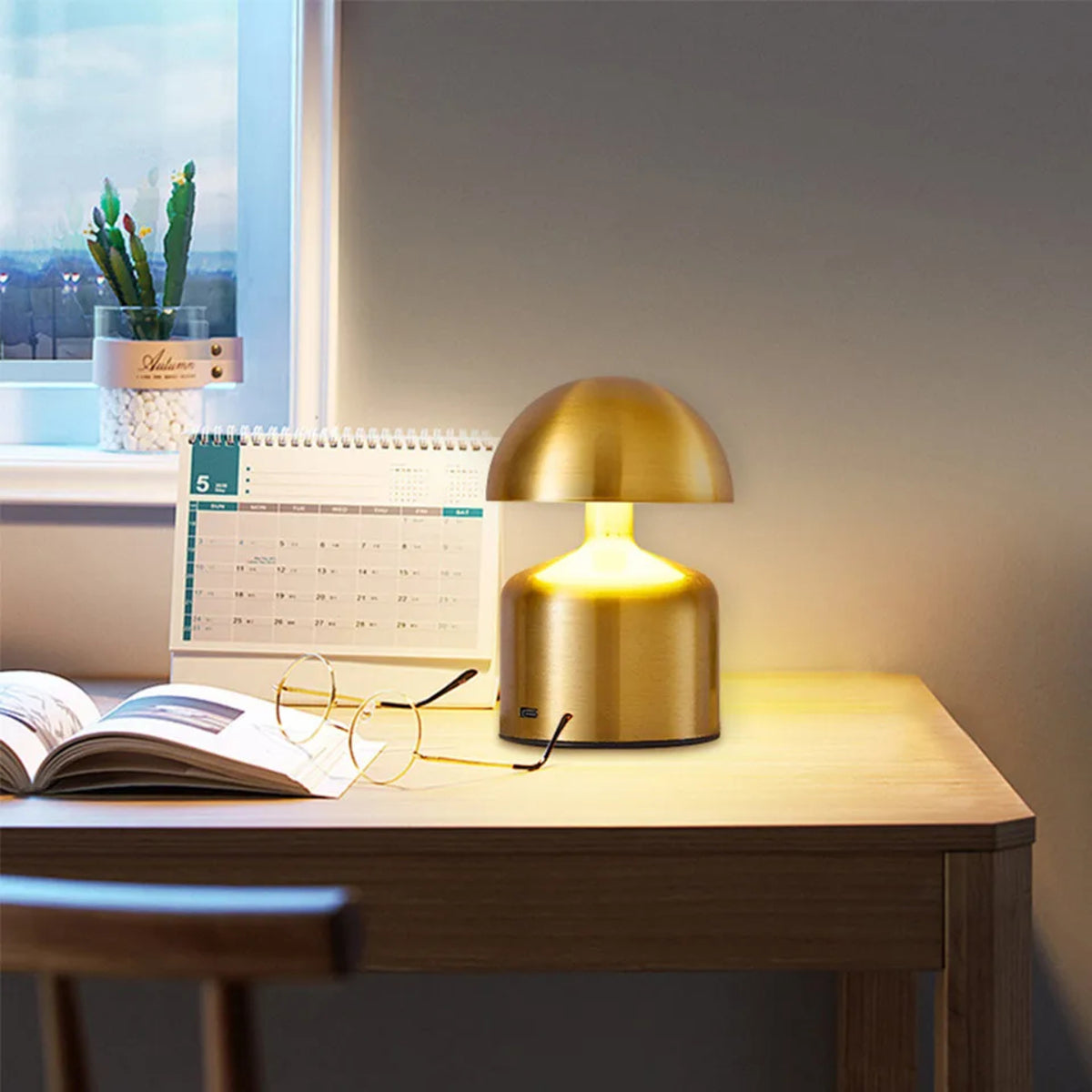 LED Touch Table Lamp - USB Rechargeable 3-Color Dimmable Night Light