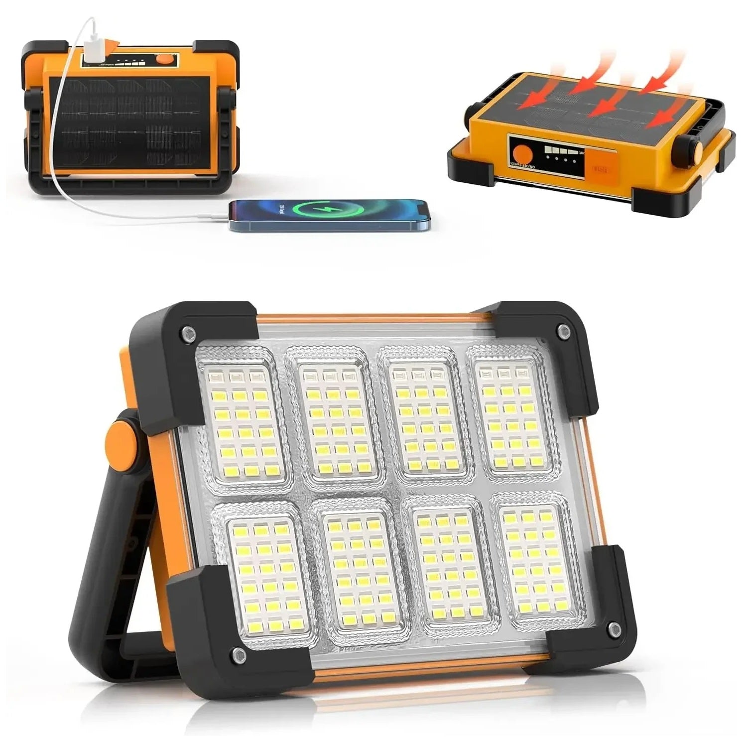 Solar Flood Light - Rechargeable Outdoor LED Spotlight for Construction and Yard
