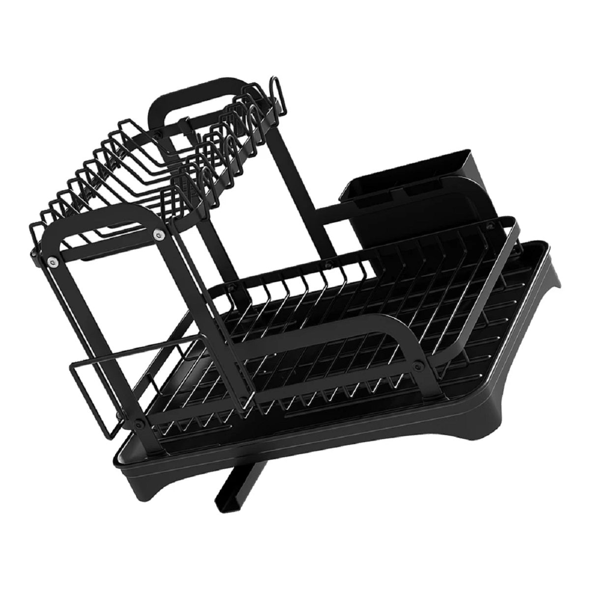 2-Layer Dish Drying Rack - Countertop Kitchen Organizer with Drain Tray