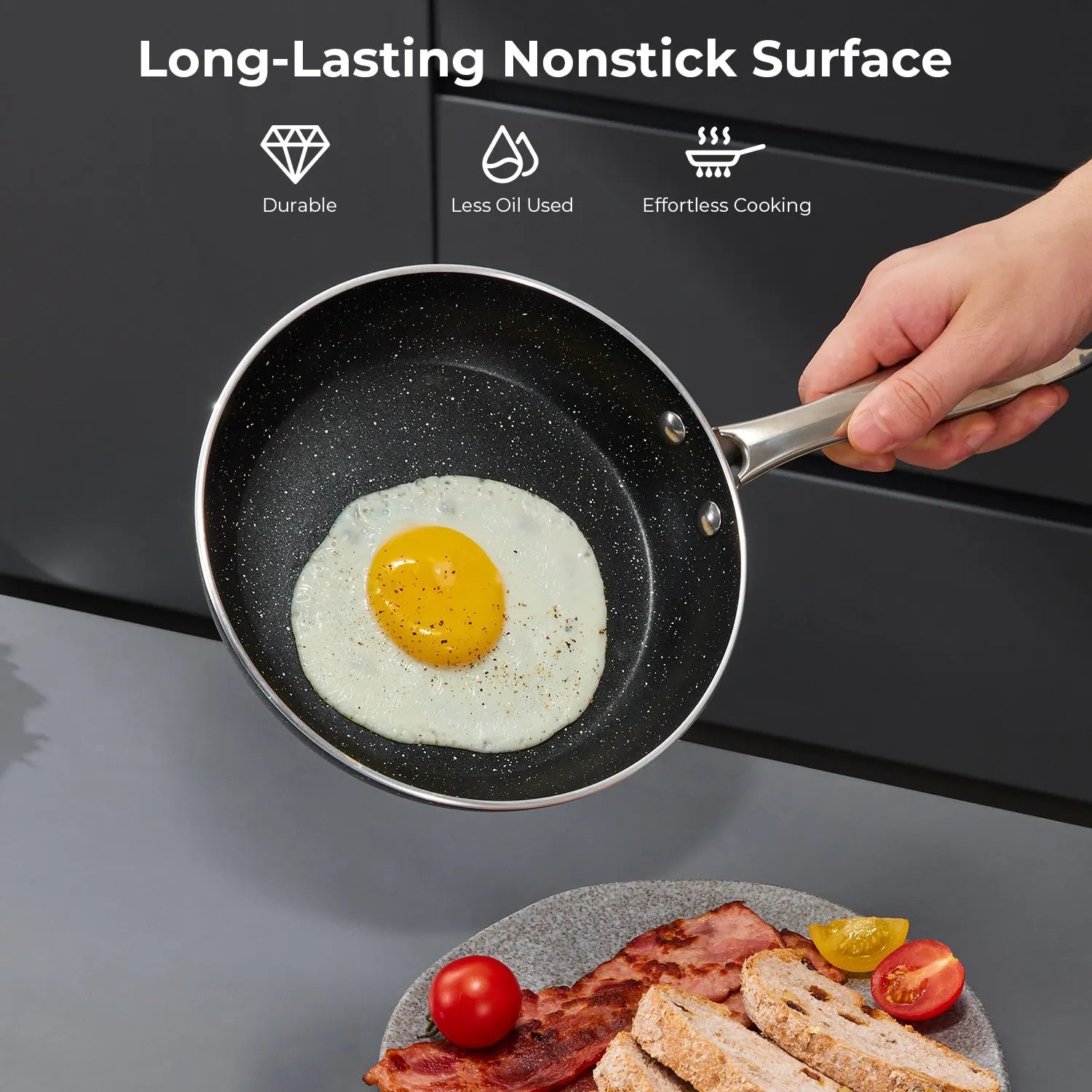 10-Piece Non-Stick Pots and Pans Set - Induction Compatible Cookware