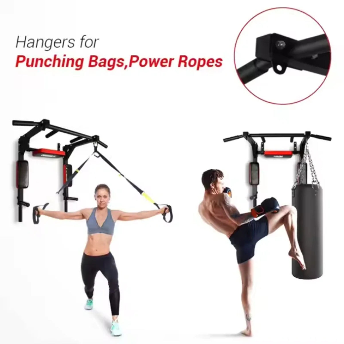 Wall-Mounted Pull-Up Bar - Heavy-Duty Steel Chin-Up Dip Station for Indoor Workouts