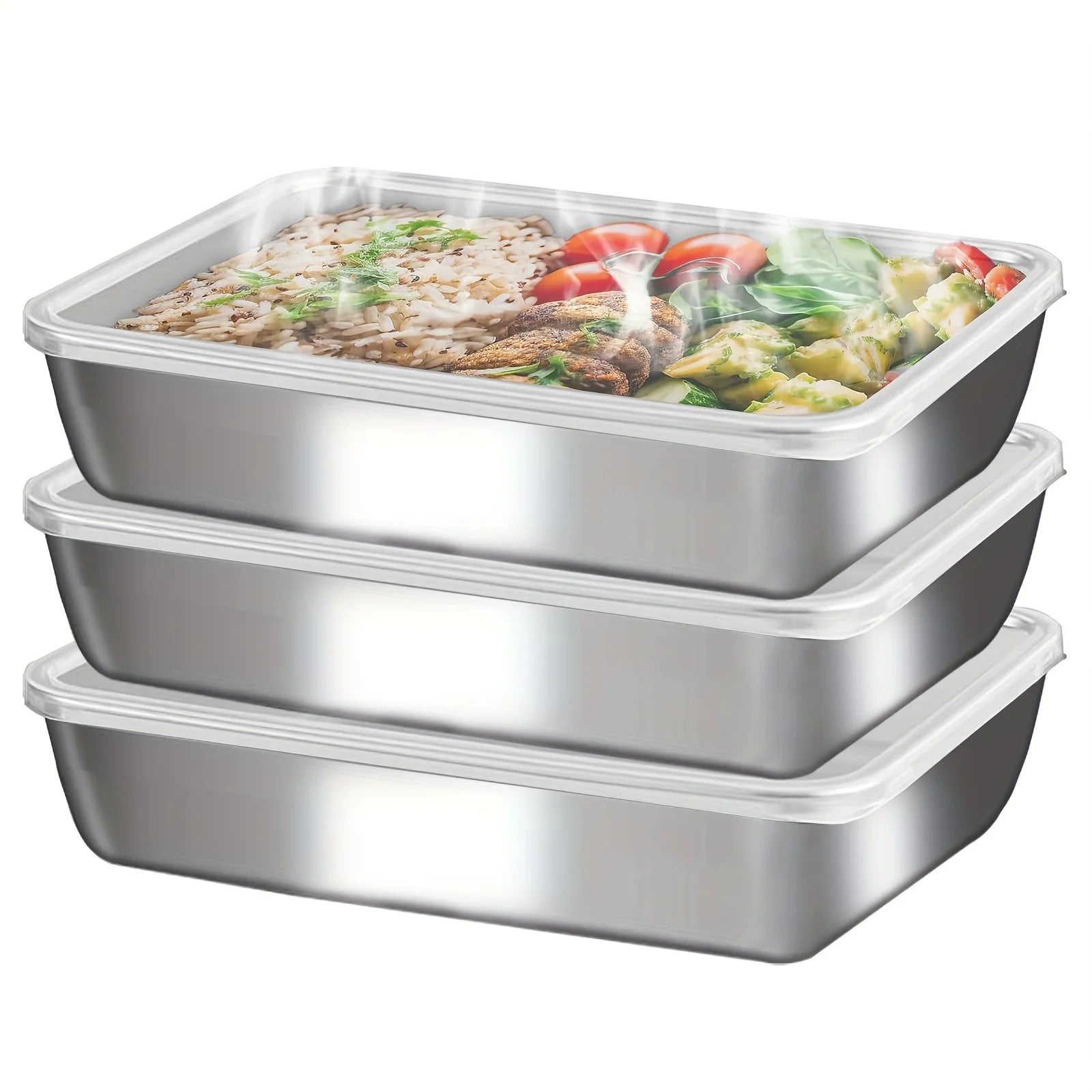 3-Piece Stainless Steel Food Container Set