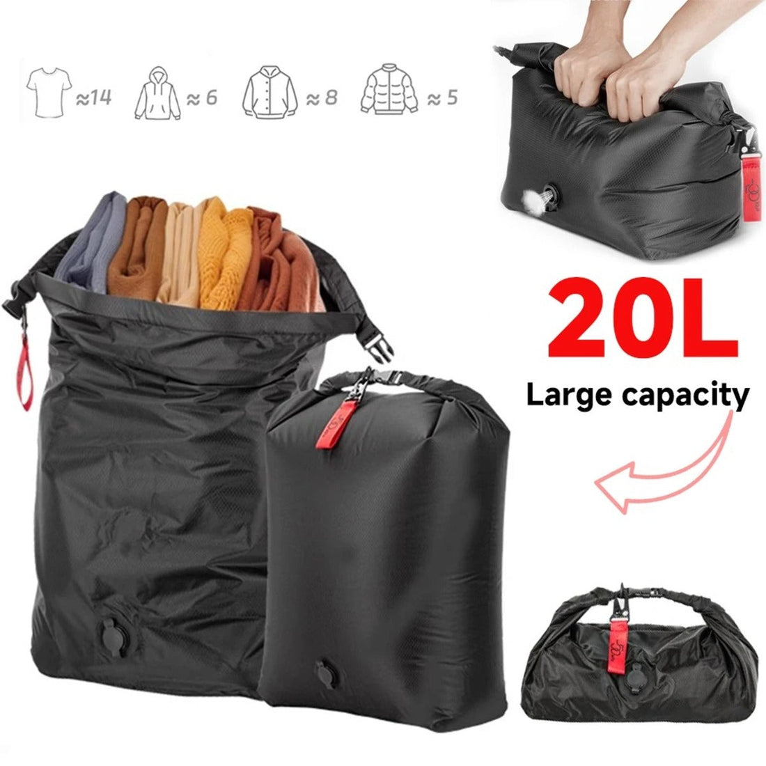 Vacuum Compression Storage Bag - Portable Waterproof Travel Clothes Organizer