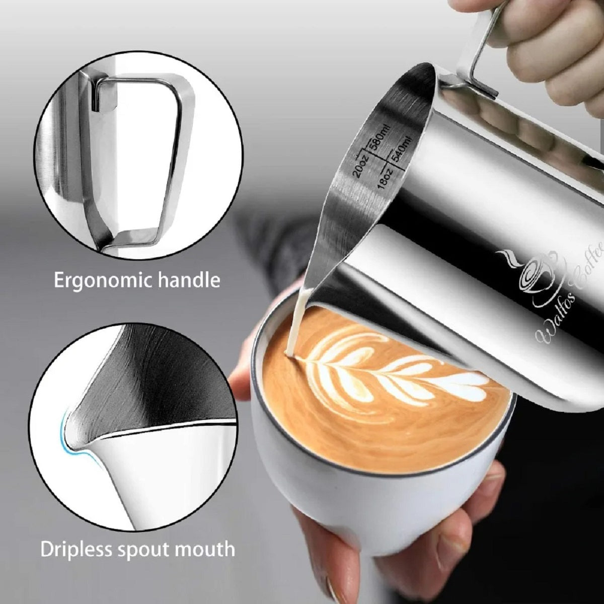 Milk Frother Cup Stainless Steel Jug Steaming Pitcher