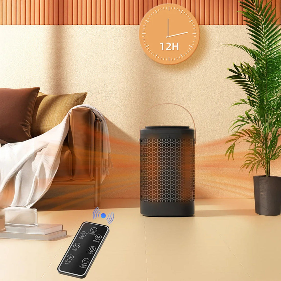 Electric Fan Heater - Wall-Mounted Dual Mode with Remote