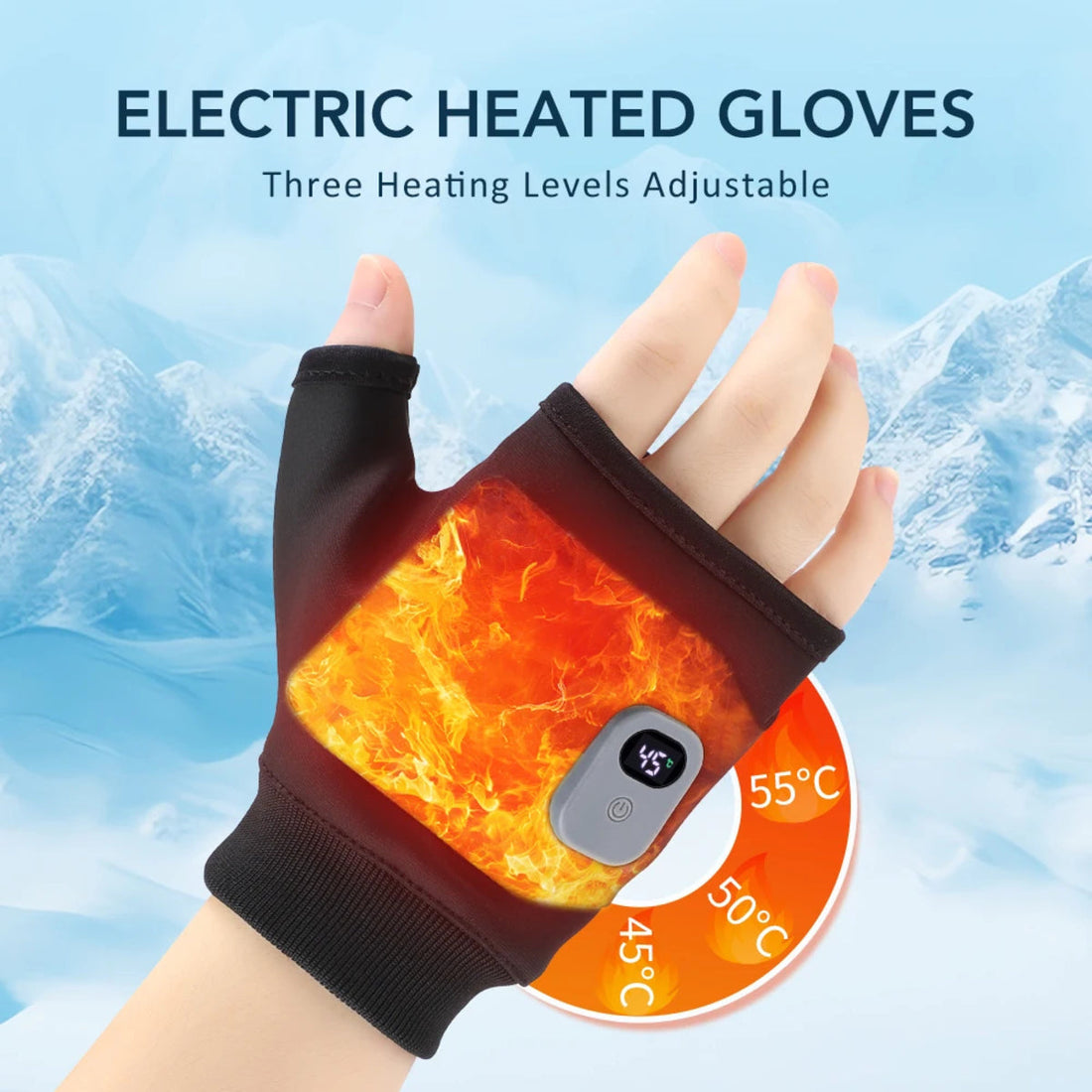Touchscreen Heated Gloves - USB Rechargeable Fingerless Hand Warmers