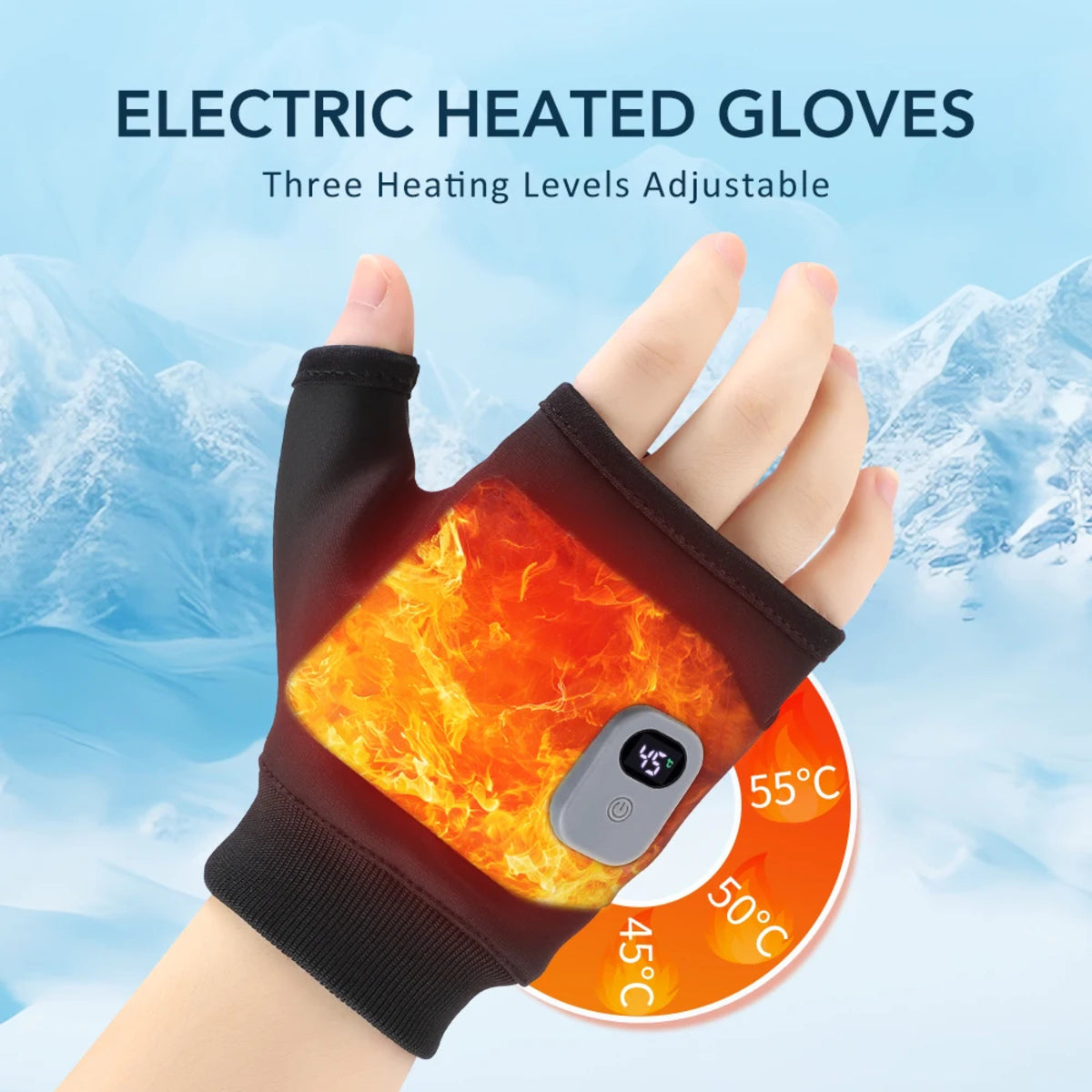 Touchscreen Heated Gloves - USB Rechargeable Fingerless Hand Warmers