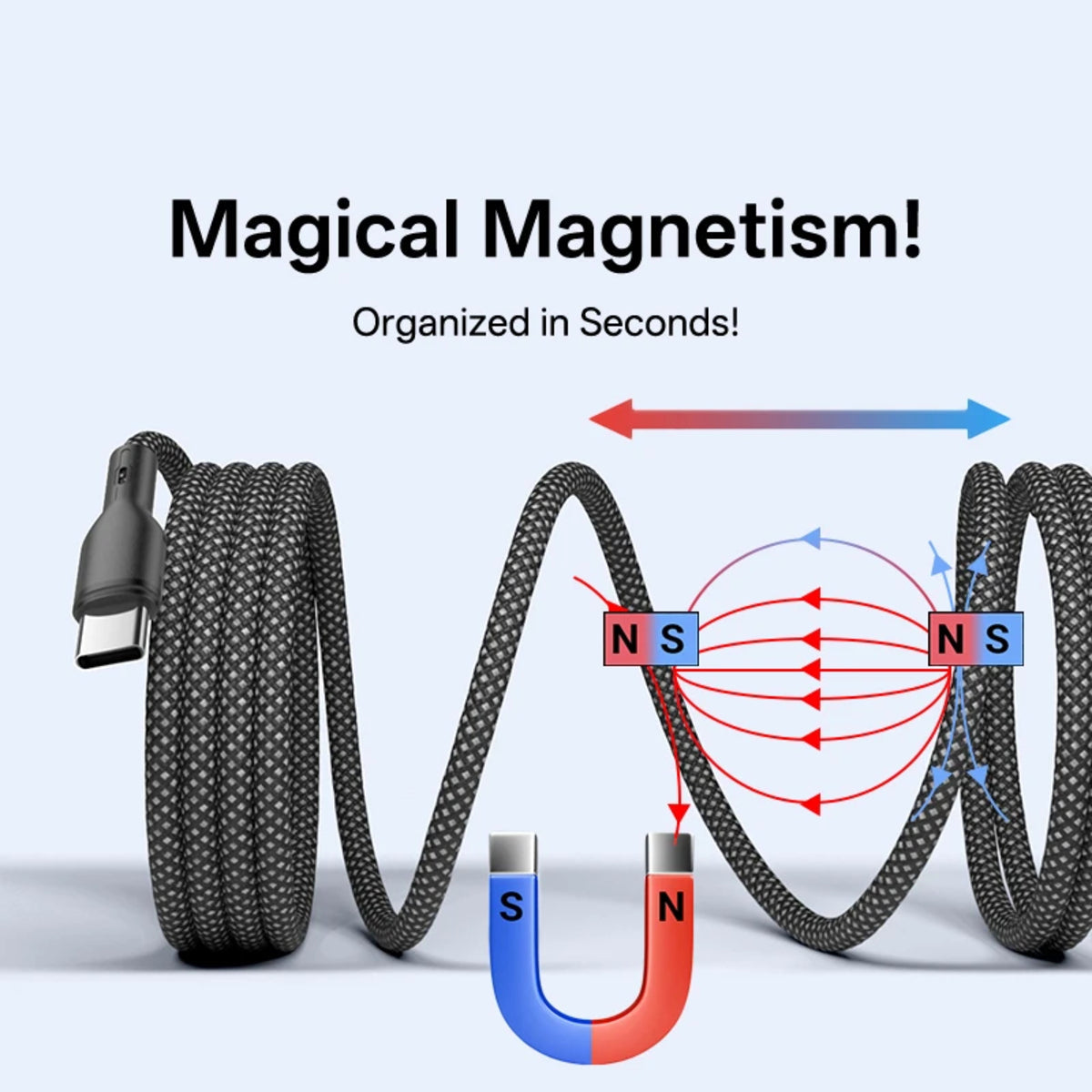 Magnetic USB Fast Charging Cable - Type-c and iPhone Compatible