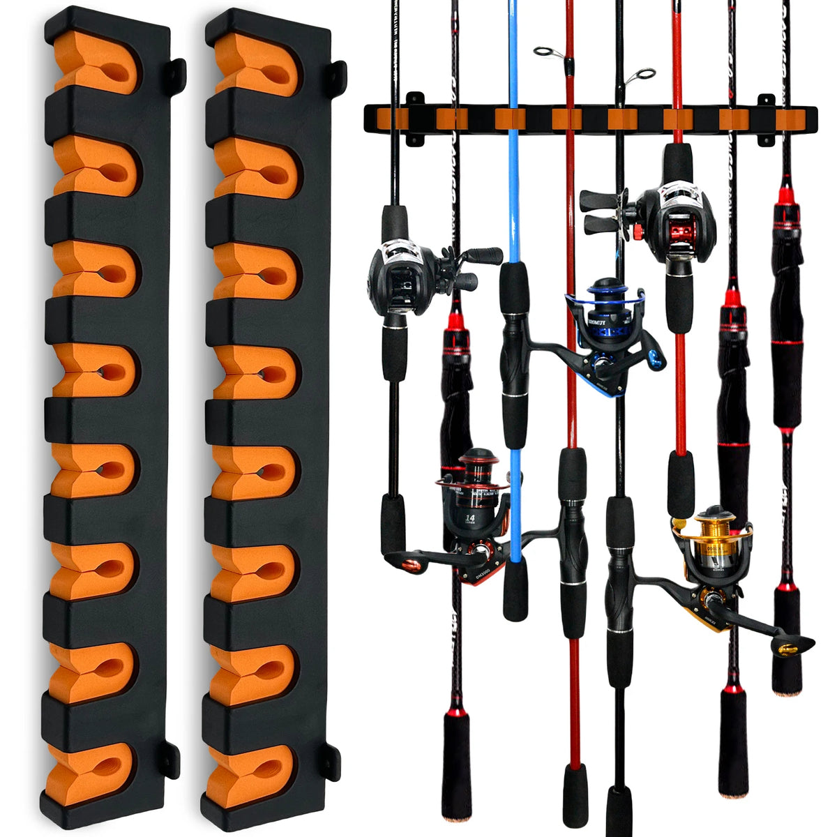 Fishing Rod Holder Rack - Wall Mount Storage for 16 Rods