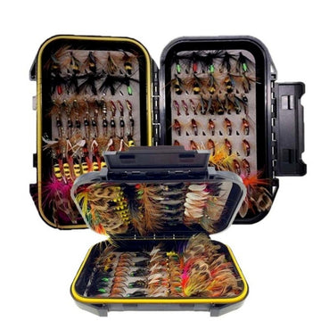 Trout Fly Fishing Lure Set - 32-112 Pcs Dry Wet Flies with Fly Box