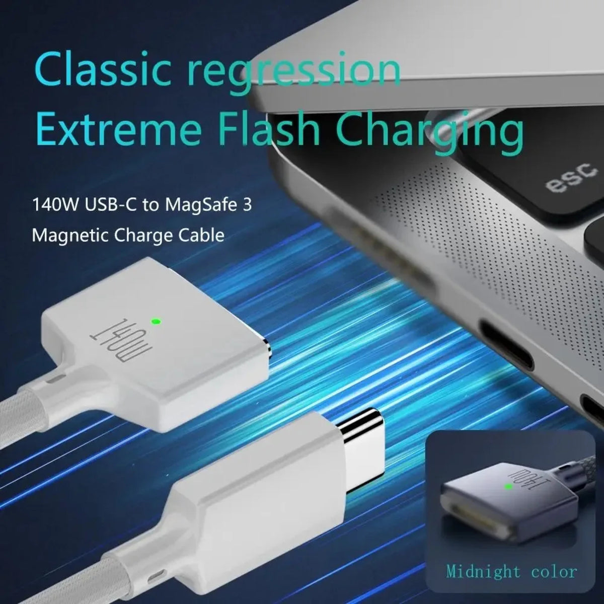 Usb-c to MagSafe 37°Fable - 2M 140W Charger for Macbook
