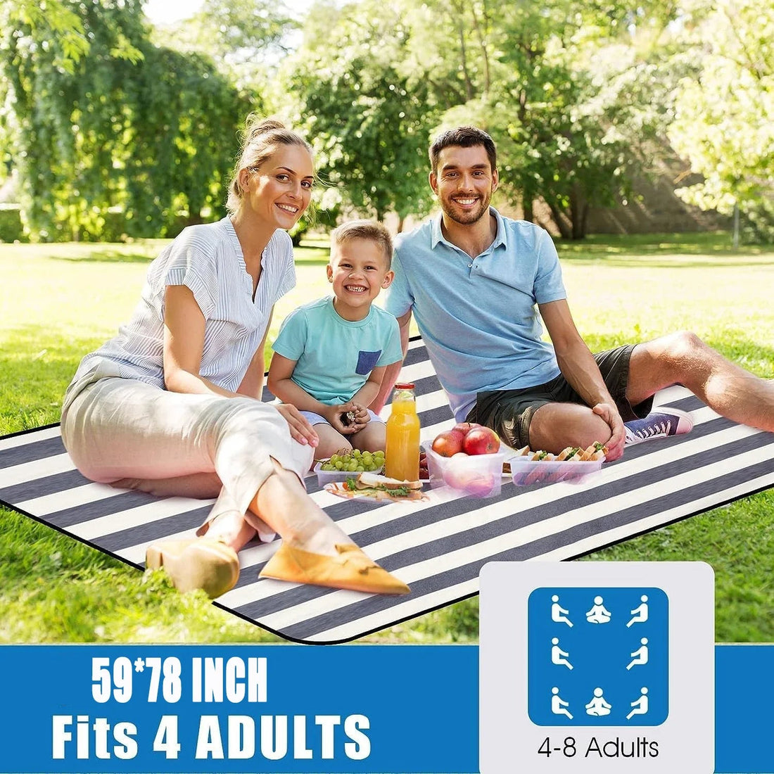 Waterproof Picnic Blanket -Foldable Beach And Camping Mat with Carry Strap