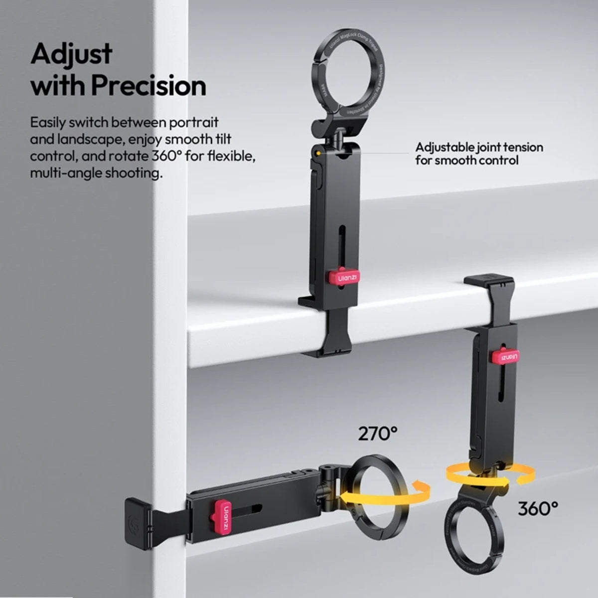 360° Phone Holder Mount - MagSafe Adjustable Tripod Clamp for iPhone