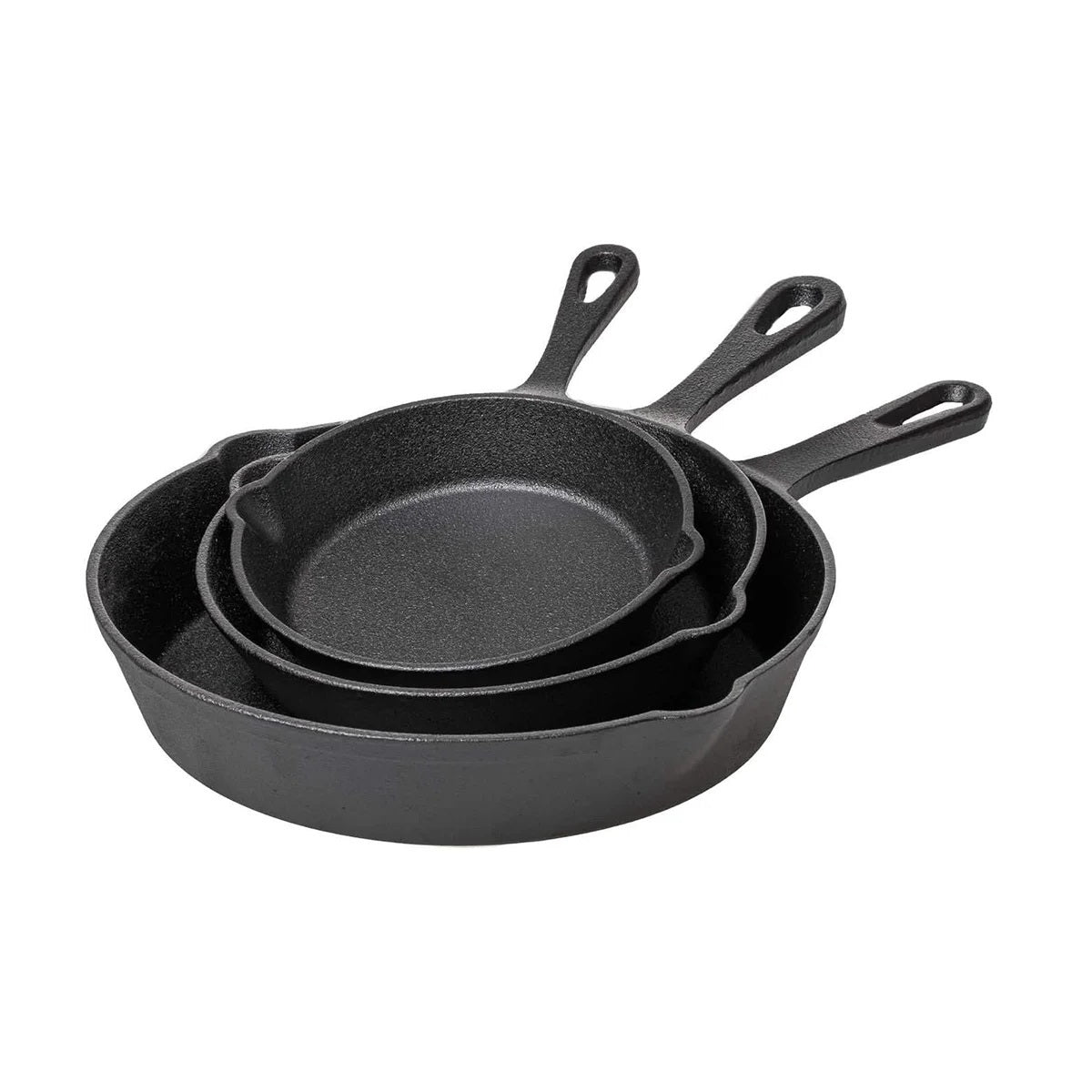 3-Piece Cast Iron Frying Pan Set - Uncoated Non-Stick Skillets & Stir-Frying