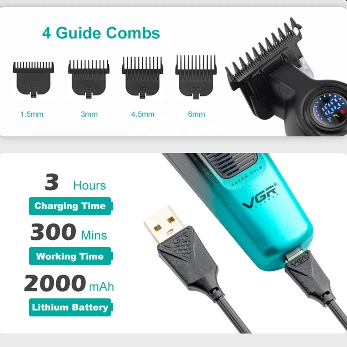 Men's Hair Trimmer - Gradient Metal Electric Clipper with LED Display