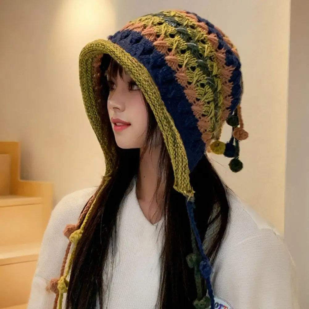 Women's Colorful Knit Beanie - Winter Warm Wool Hat with Ear Protection