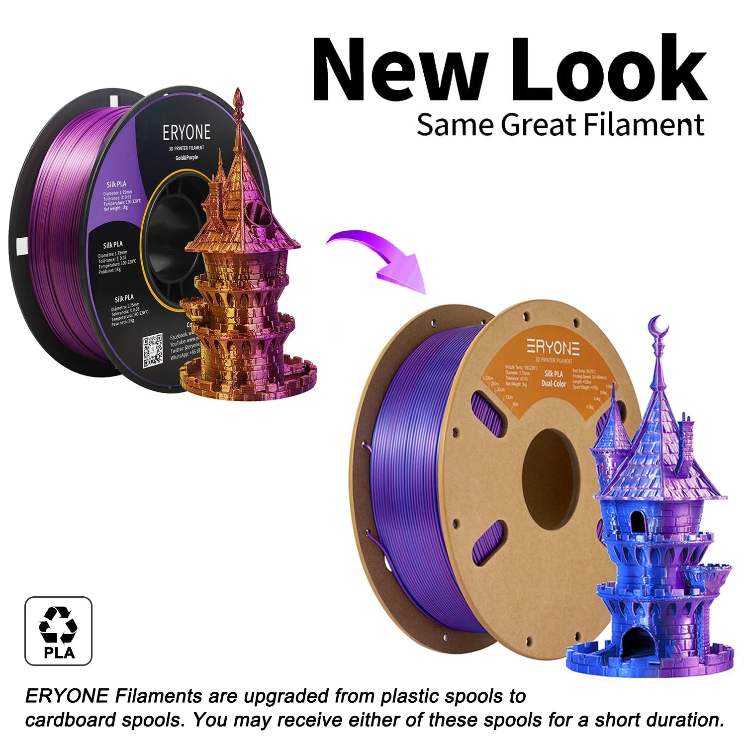 Pla Silk Dual-Colour Filament for 3D Printing