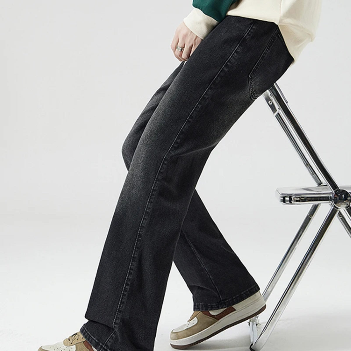 Men's High Street Micro Flared Jeans - Elastic Waist and Drawstring