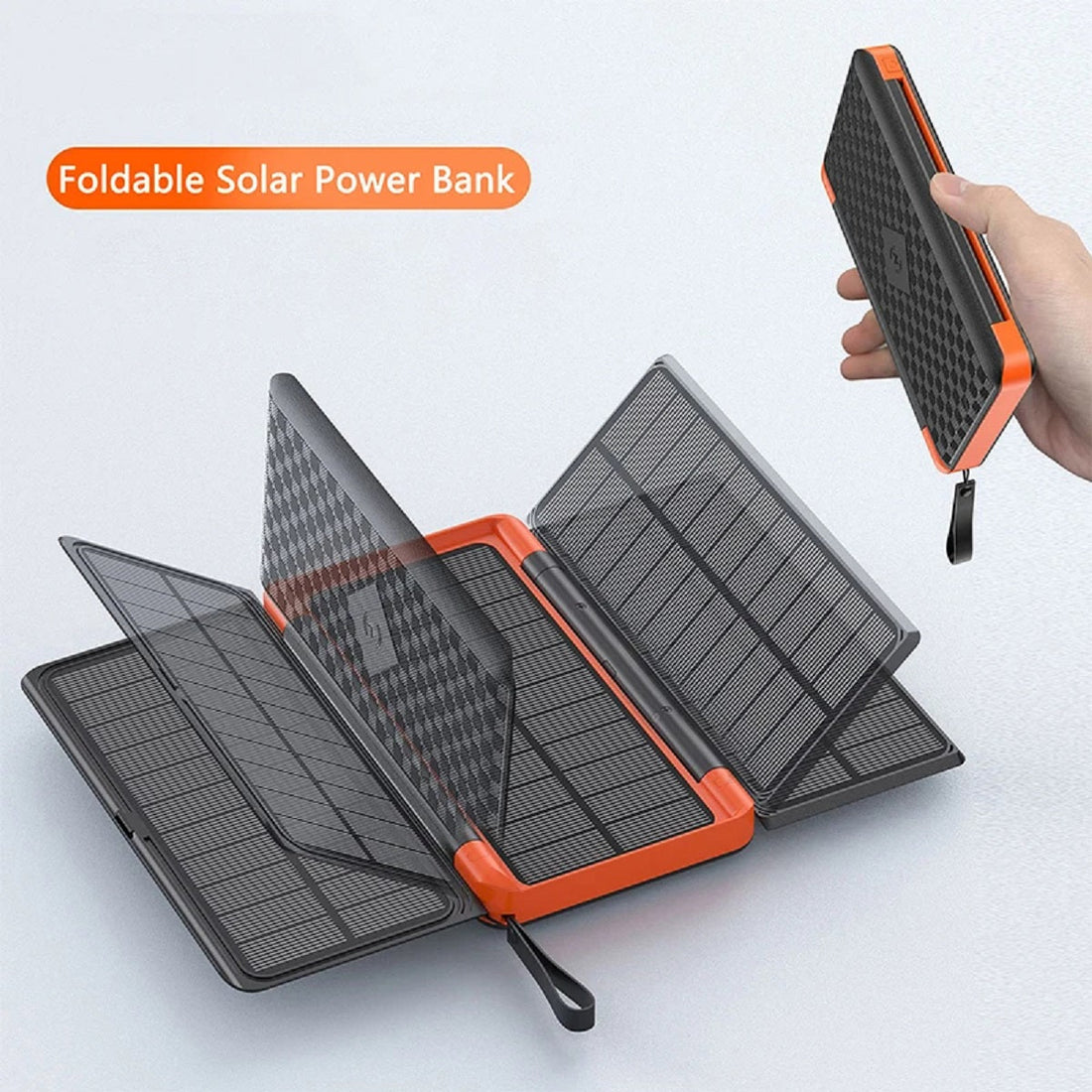 Folding Solar Power Bank - 3-Panel Qi Wireless Charger for On-the-Go Charging