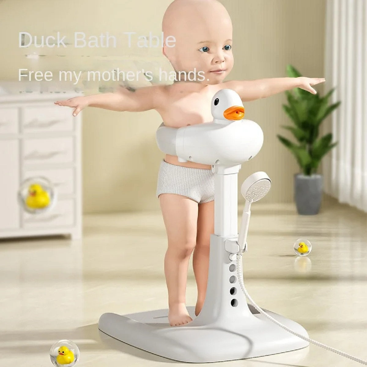 Portable Duck-Shaped Baby Bath Handle - Non-Slip Adjustable Shower Helper for Toddlers