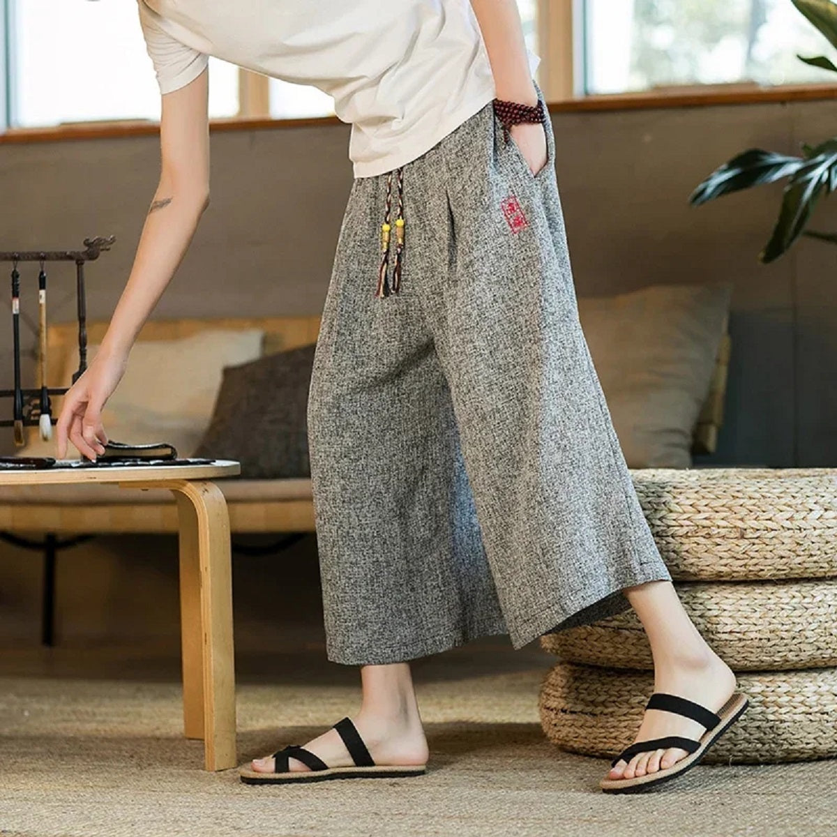 Samurai Kimono Shorts - Japanese Style Wide-Leg Summer Pants