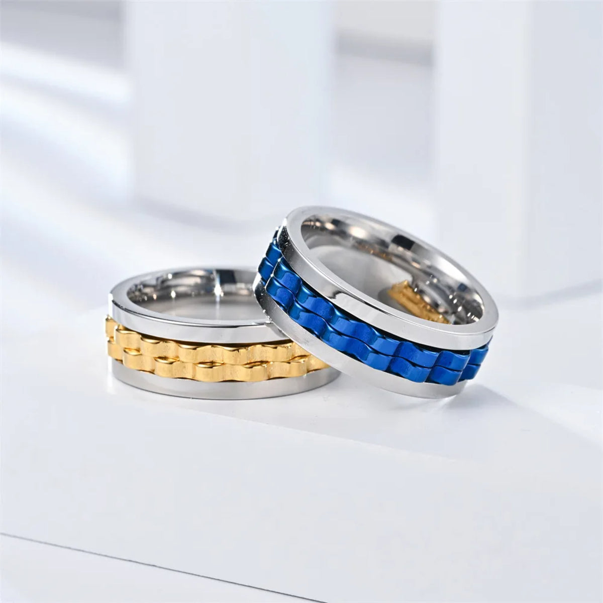 Stainless Steel Gear Chain Ring - Spinning Fidget Band