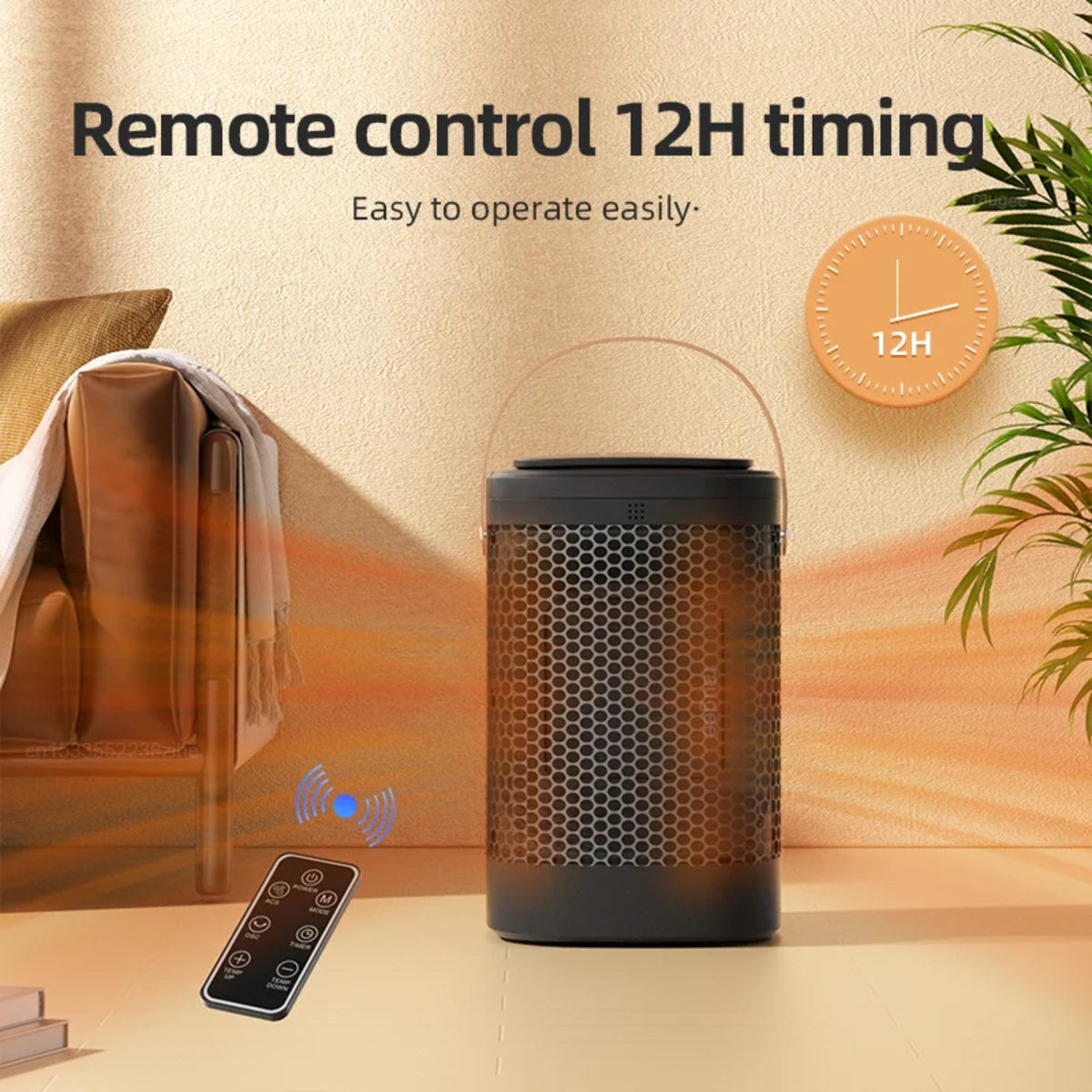 Electric Fan Heater - Wall-Mounted Dual Mode with Remote