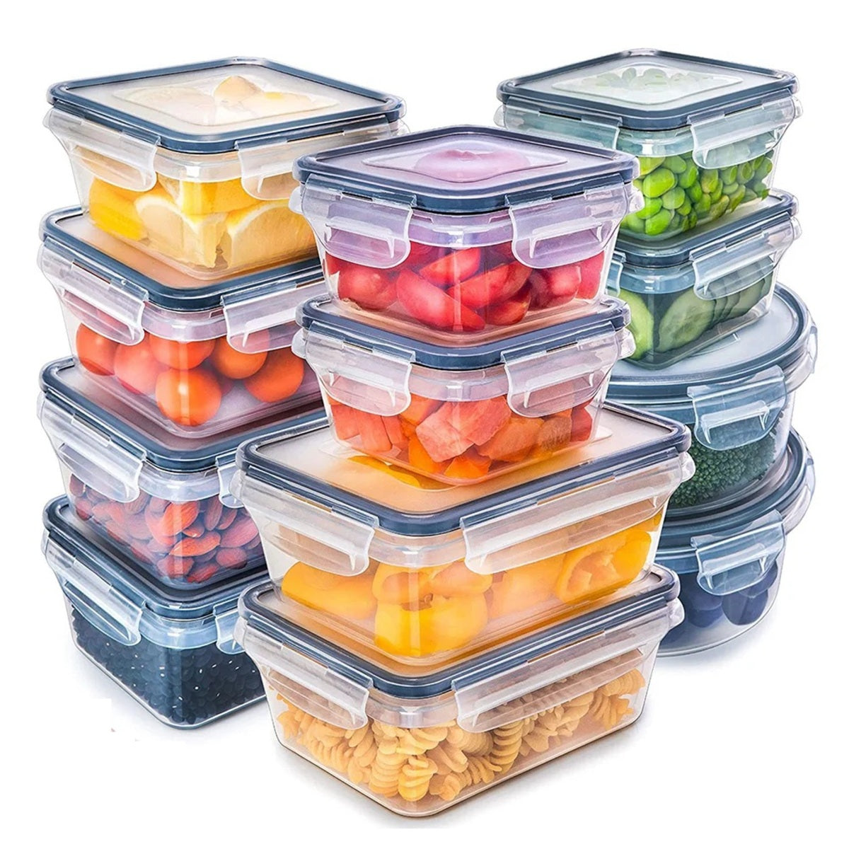 12-Piece Refrigerator Storage Box Set - Transparent Food Containers with Lids