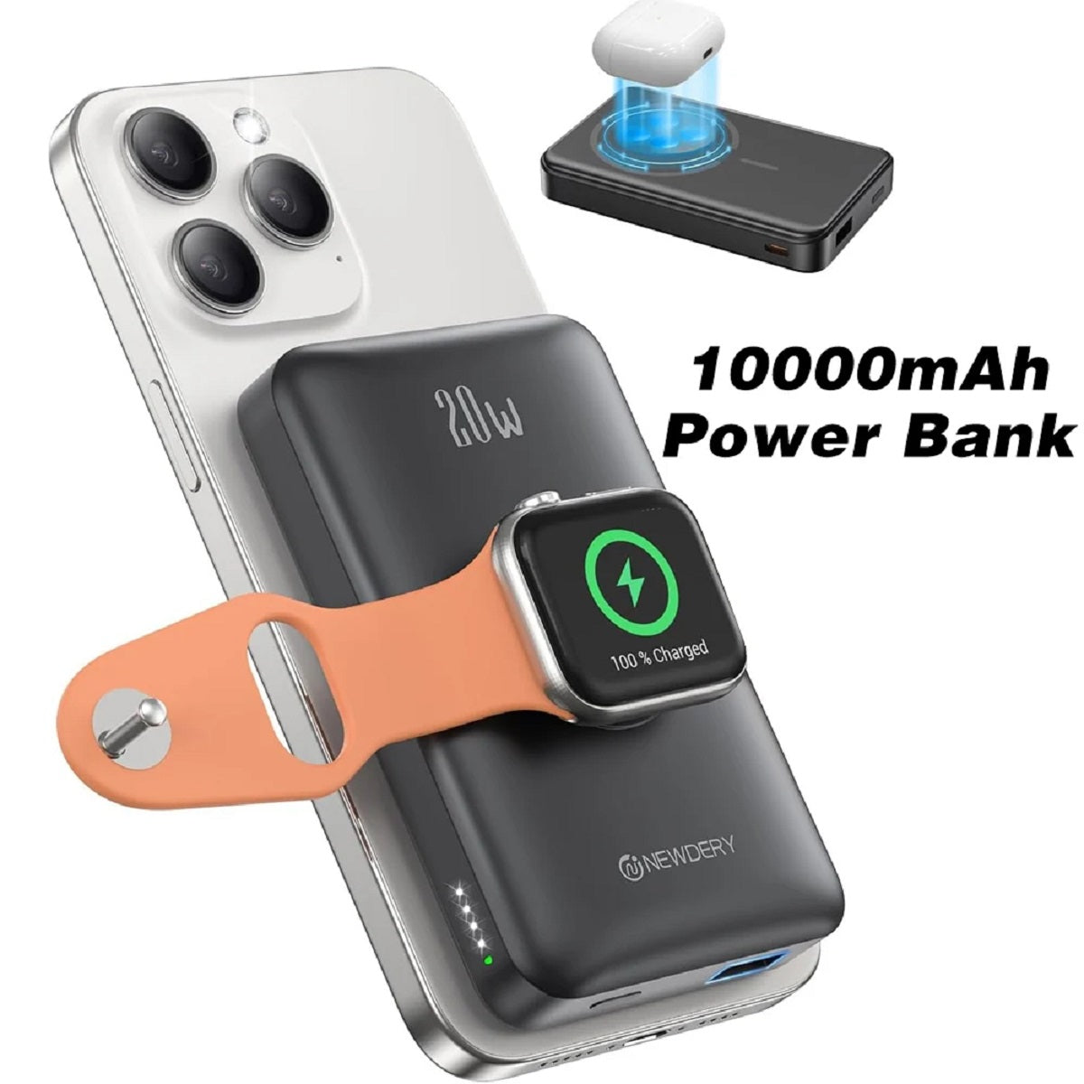 Wireless Power Bank - Portable Charger for iPhone & Apple Watch