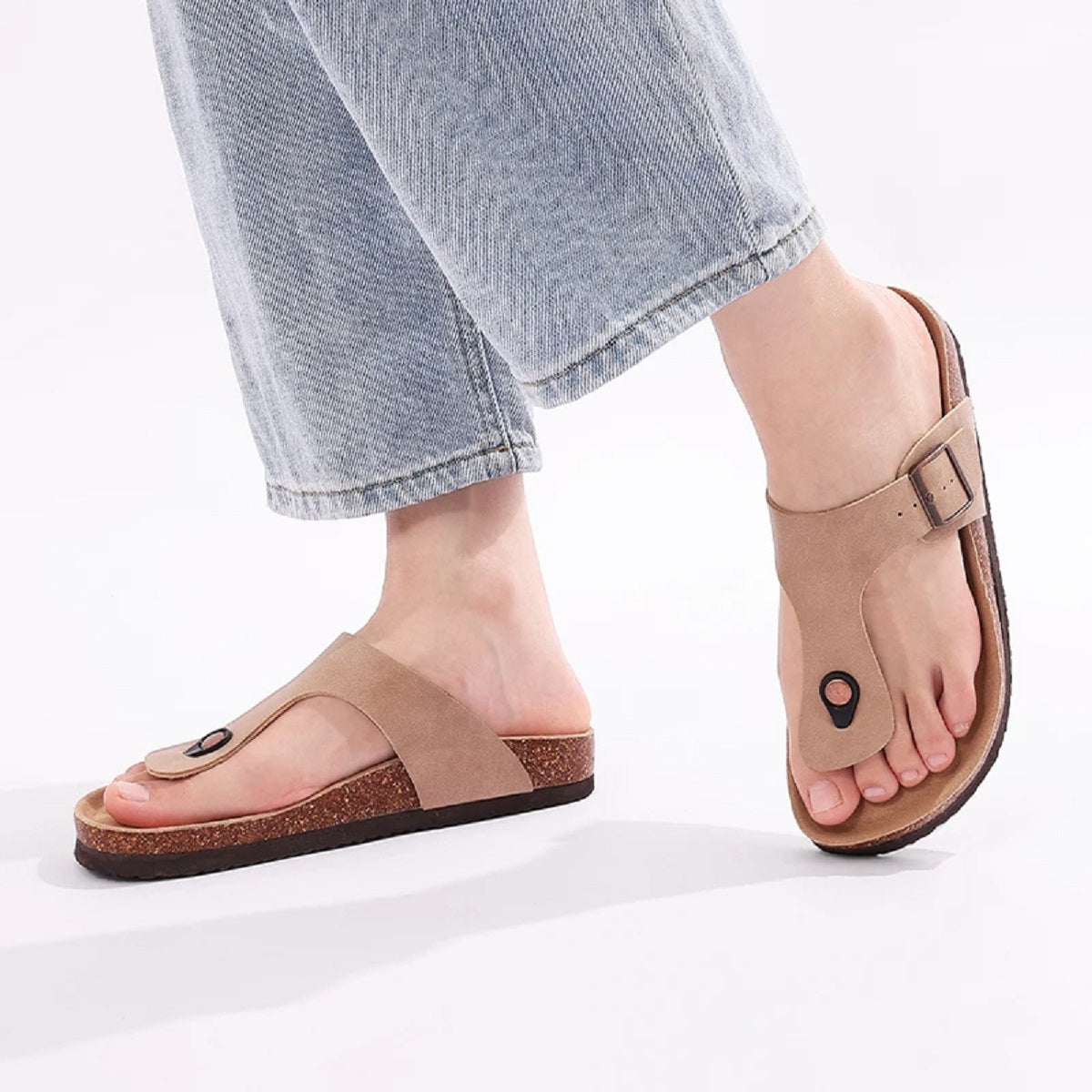 Women's Clog Sandals - Summer Cork Footbed Mules with Arch Support