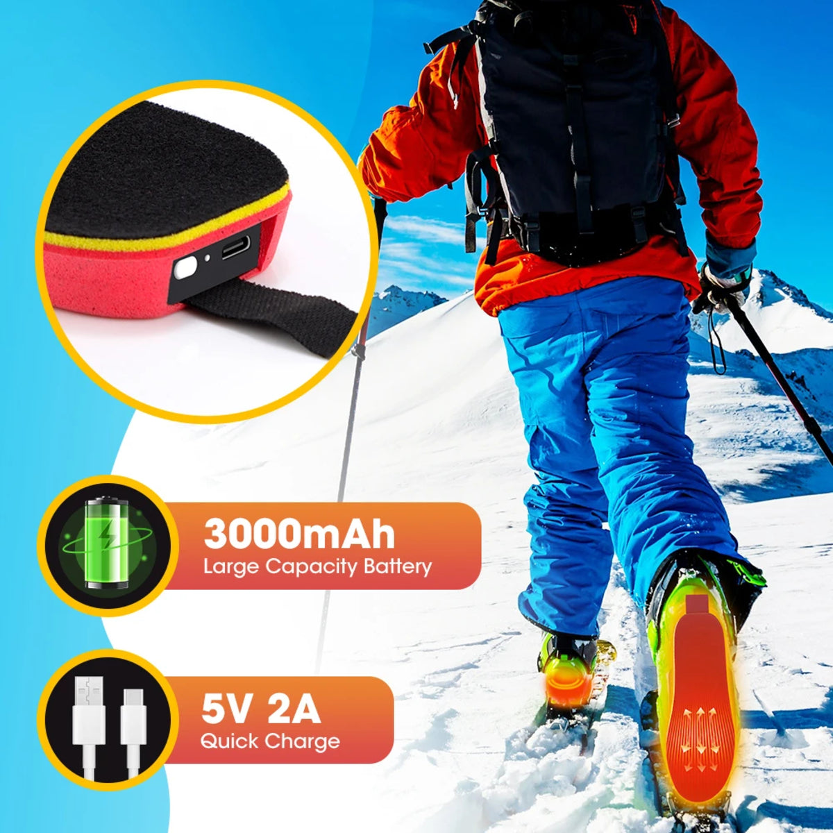 App-Controlled Heated Insoles - Electric Warming Pads with Adjustable Temperature