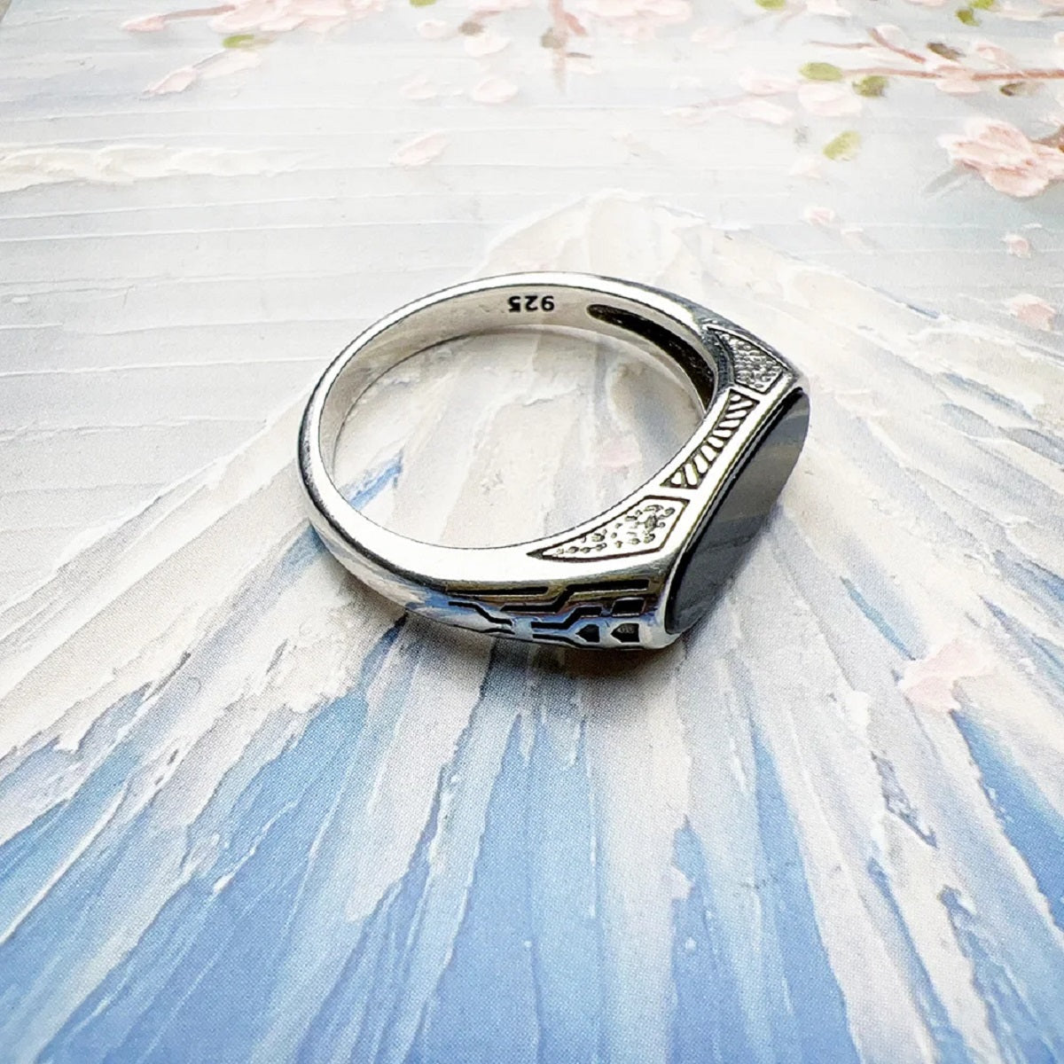 Vintage Ring Oval Shape Pure 925 Sterling Silver for Women and Men