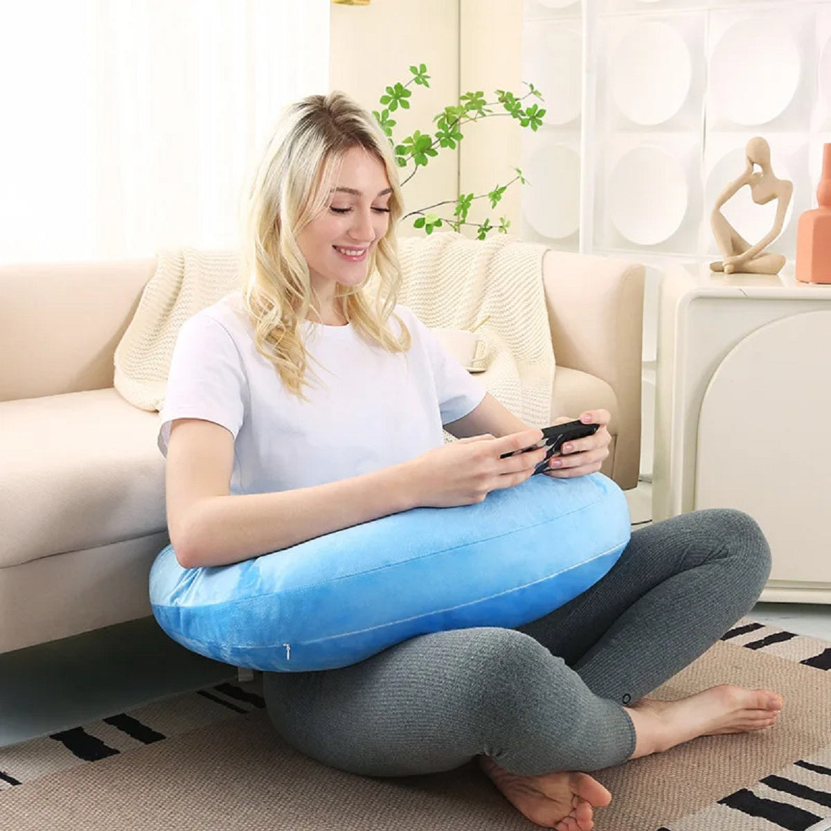 Ergonomic U-Shaped Lap Pillow - Elbow-Rest Arm Support for Gaming and Reading