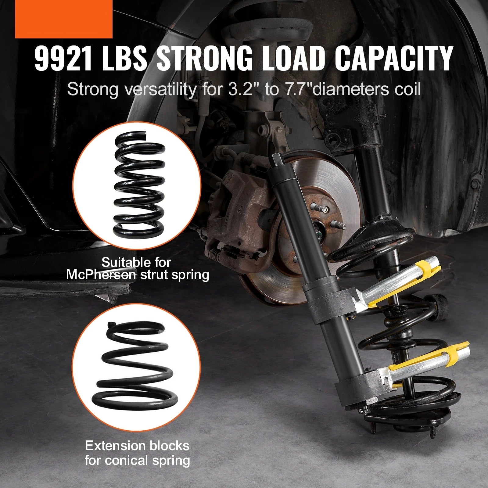Strut Spring Compressor Kit - Macpherson Coil Extractor with Interchangeable Forks