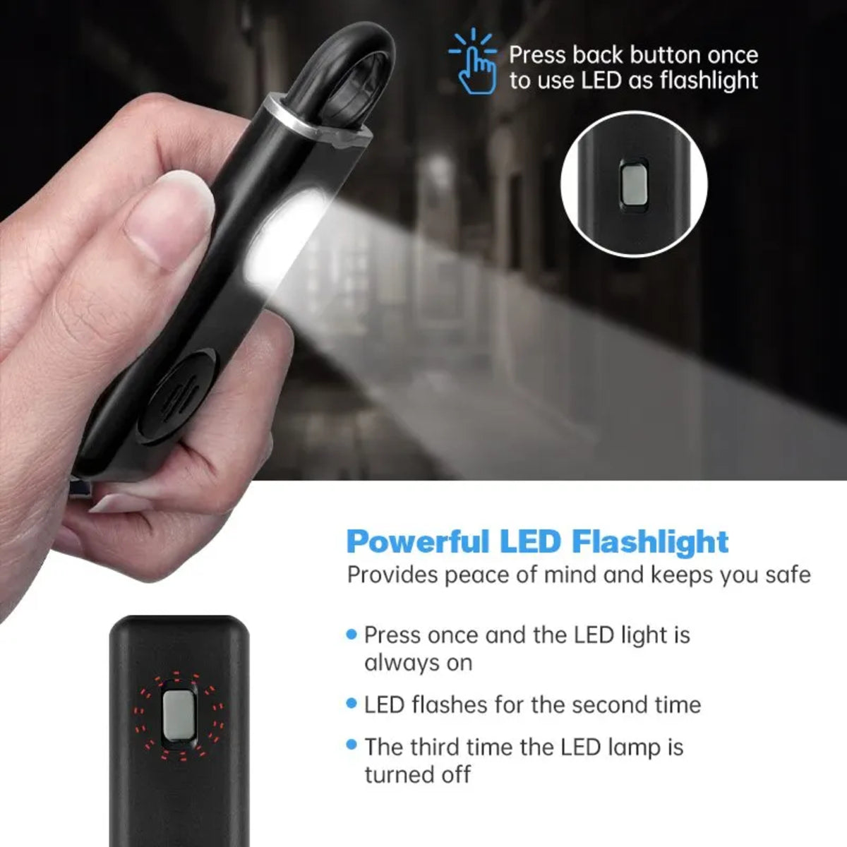 Personal Safety Alarm for Women - Siren with Strobe Light & Keychain