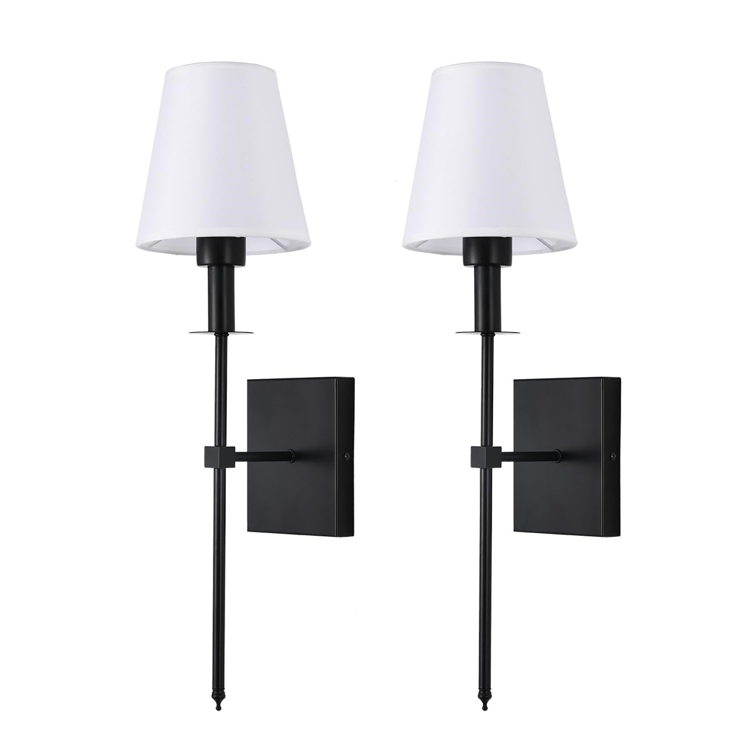Vintage Industrial Wall Lamps with White Fabric Shade