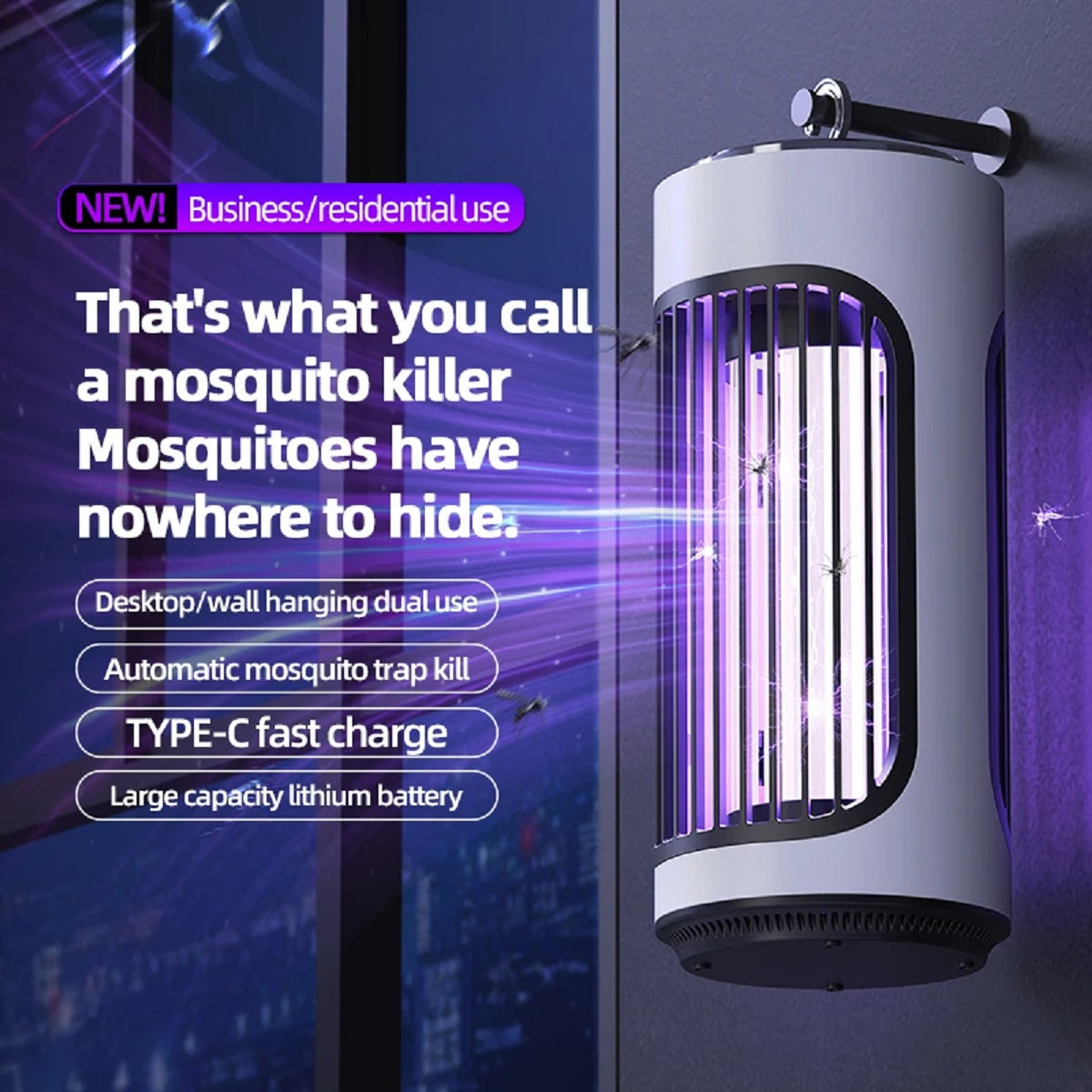 Electric Mosquito Killer Lamp - Silent UV Trap for Indoor and Outdoor