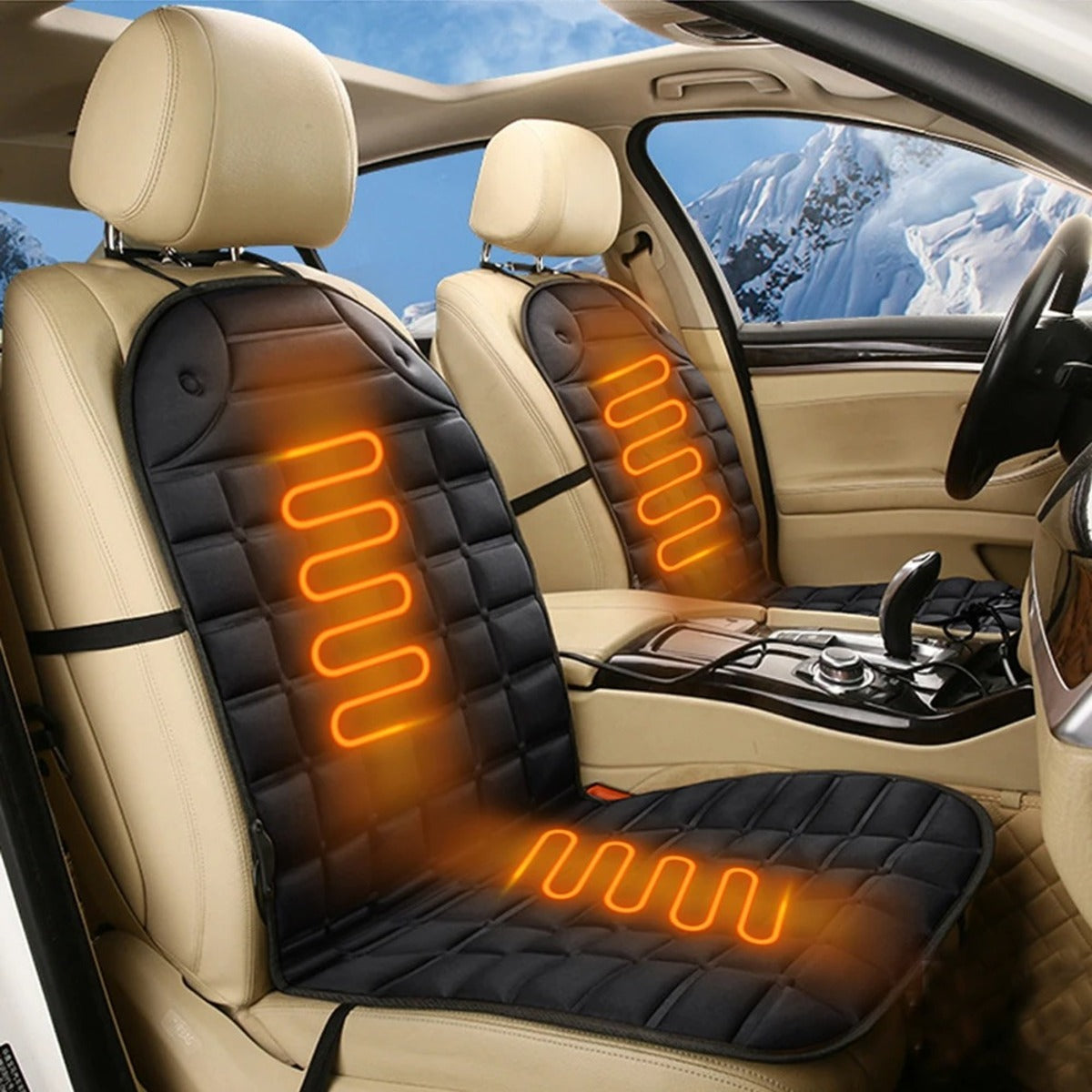 12V Heated Seat Cushion - Electric Winter Car Warmer with Universal Fit