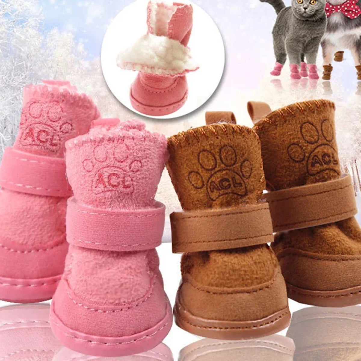 Dog Winter Shoes - Warm Anti-Slip Snow Boots for Small and Medium Pets