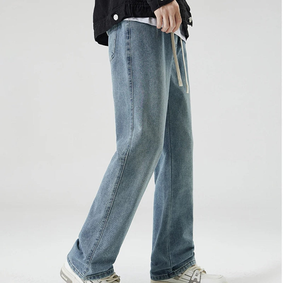 Men's High Street Micro Flared Jeans - Elastic Waist and Drawstring