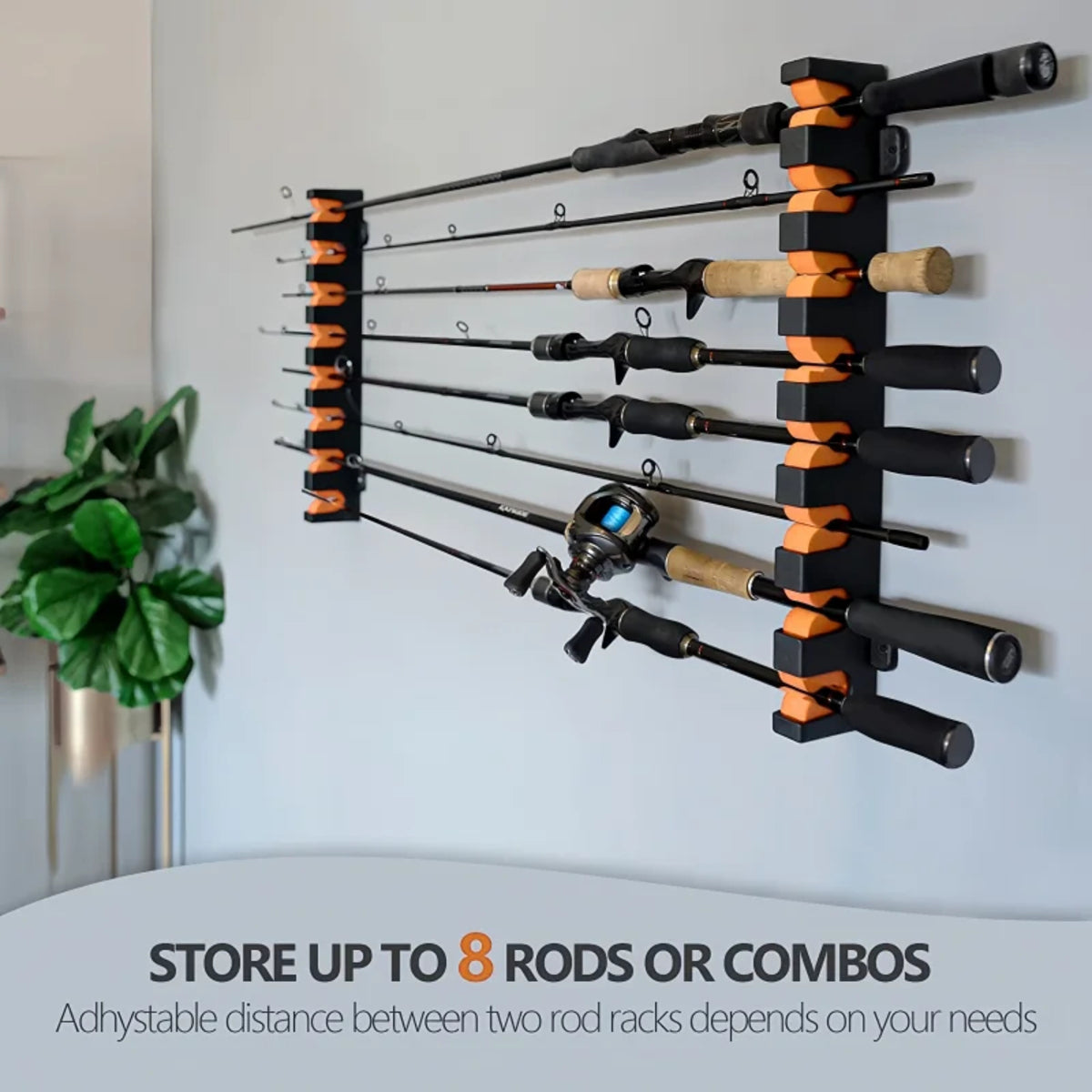 Fishing Rod Holder Rack - Wall Mount Storage for 16 Rods