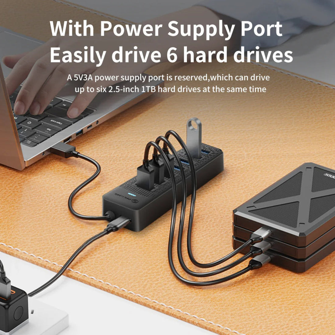 7-In-1 Usb-c Hub - Multiport Splitter Adapter with 7 Ports for Macbook Pro Air and Laptop