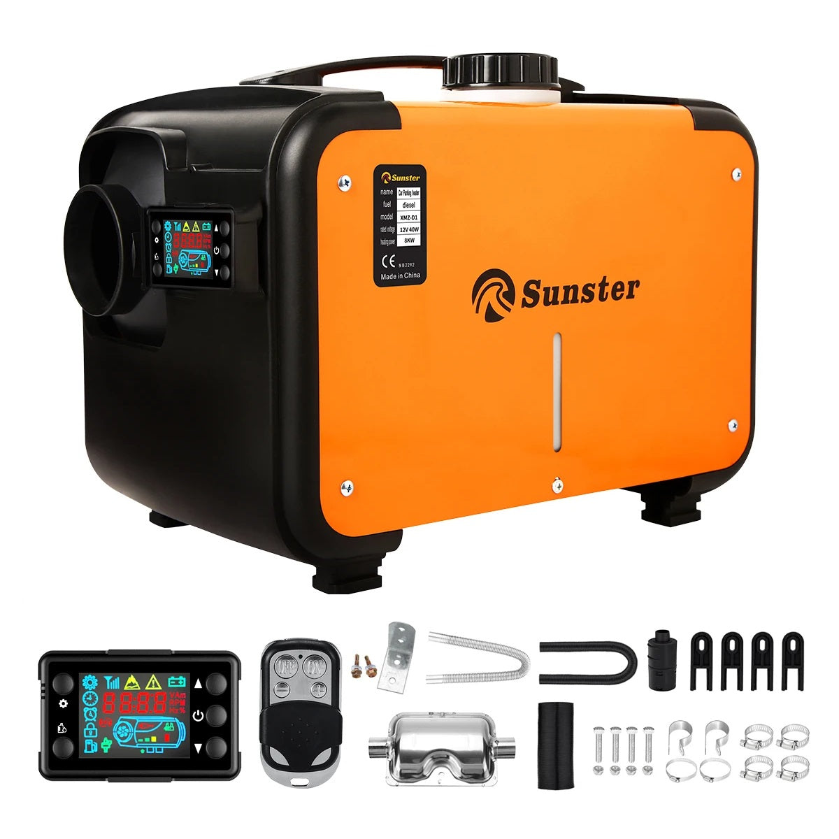 8KW Diesel Heater - 12V Car Parking with LCD and Silencer