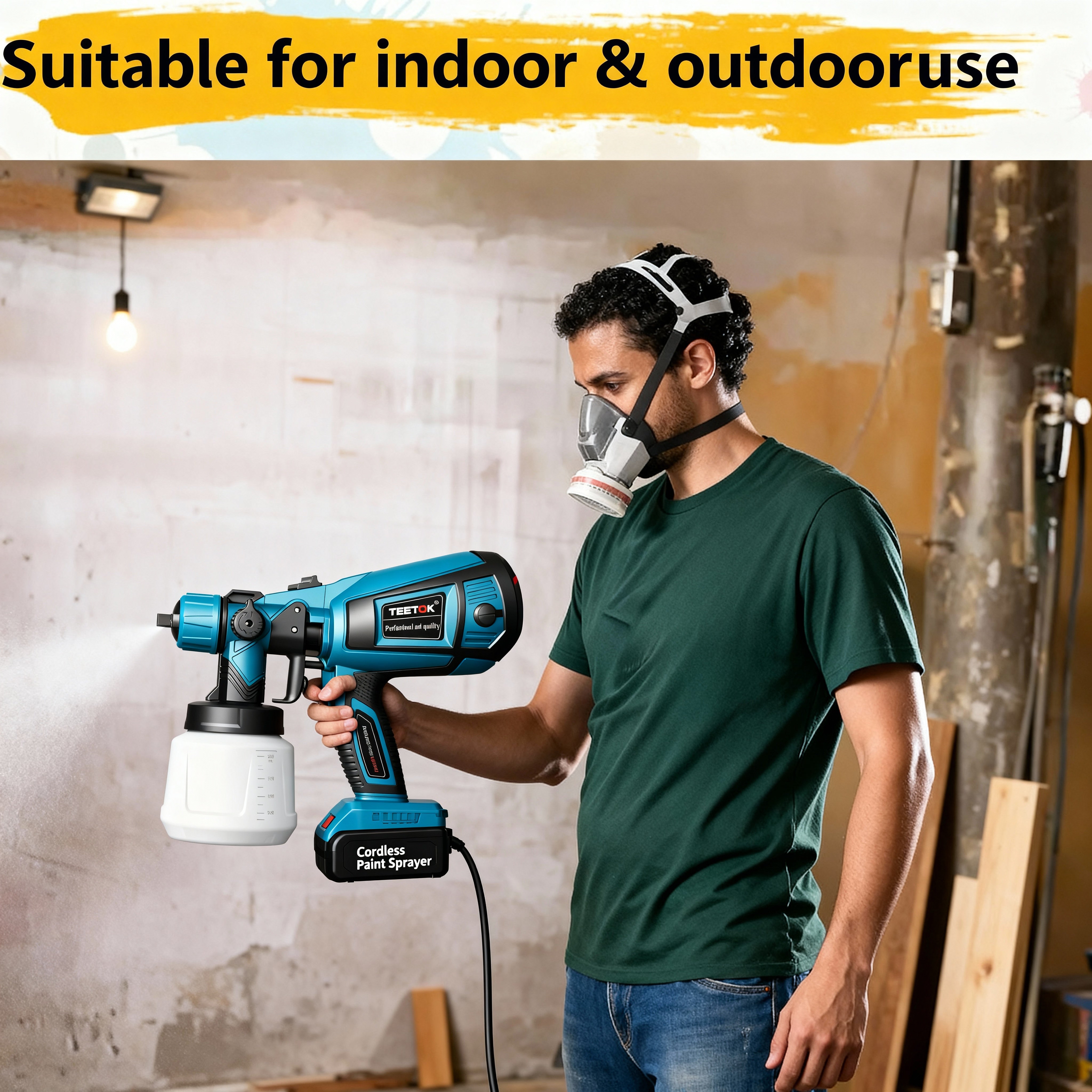 Cordless Paint Sprayer - 2 Battery HVLP 33.8 ounce Spray Gun for Makita 18V