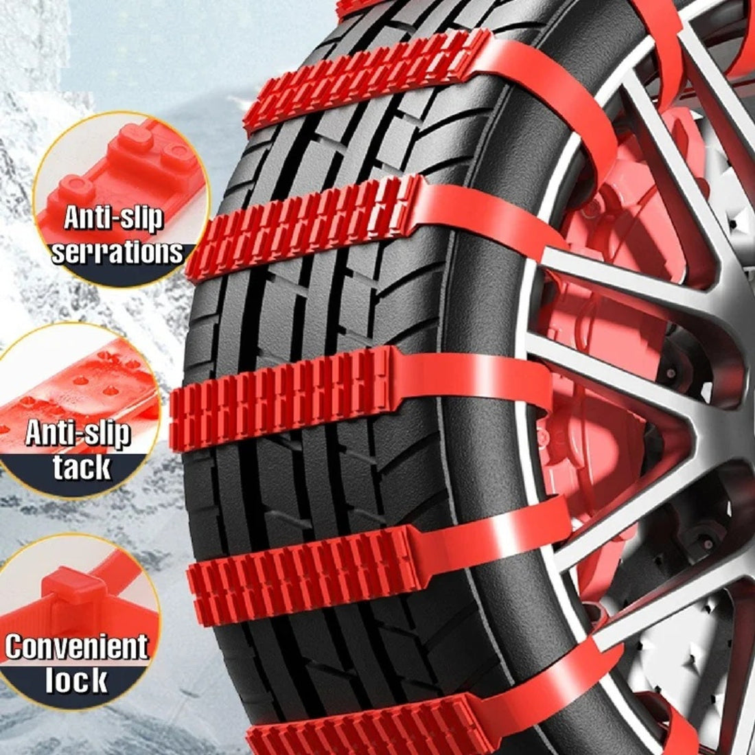 20 Pcs Snow Chains - Universal Anti-Slip Tire Traction Belts for Winter