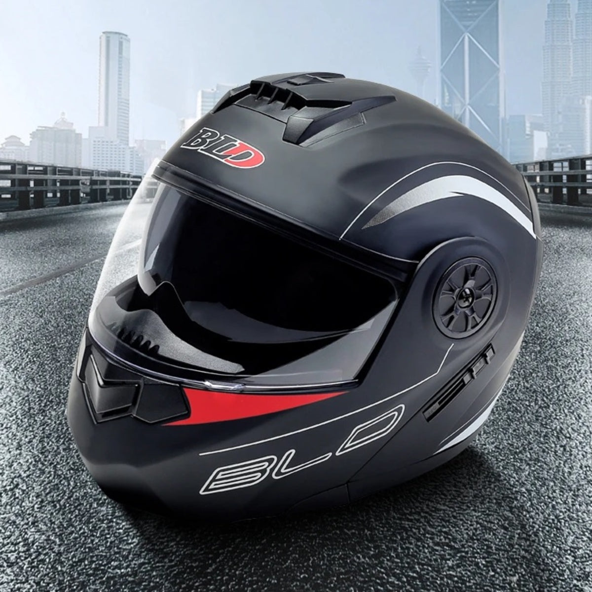 Dual-Lens Flip-Up Motorcycle Helmet - Full Face Modular Motocross