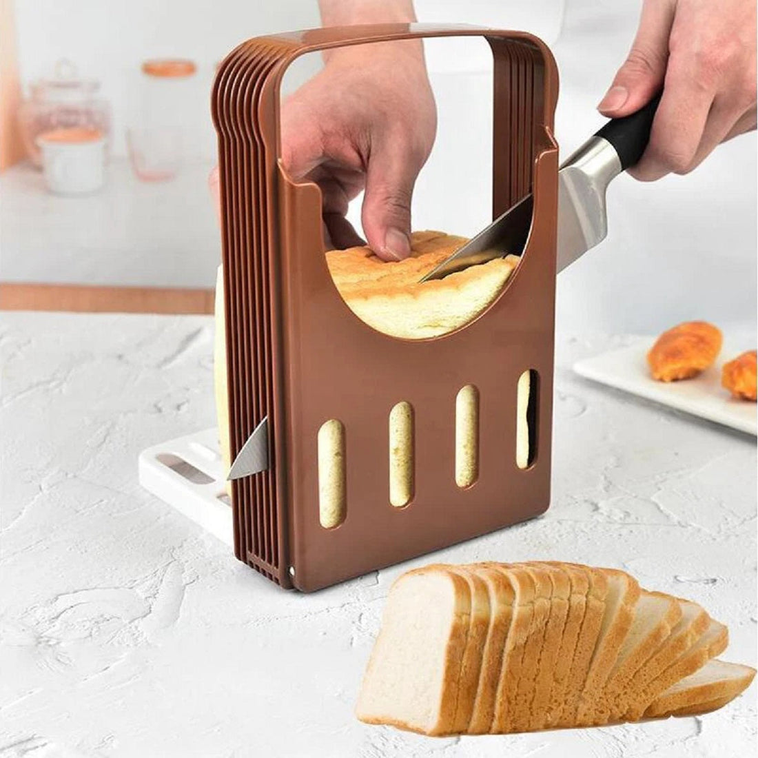 Toast Bread Slicer Stand Foldable Plastic Cutting Tool